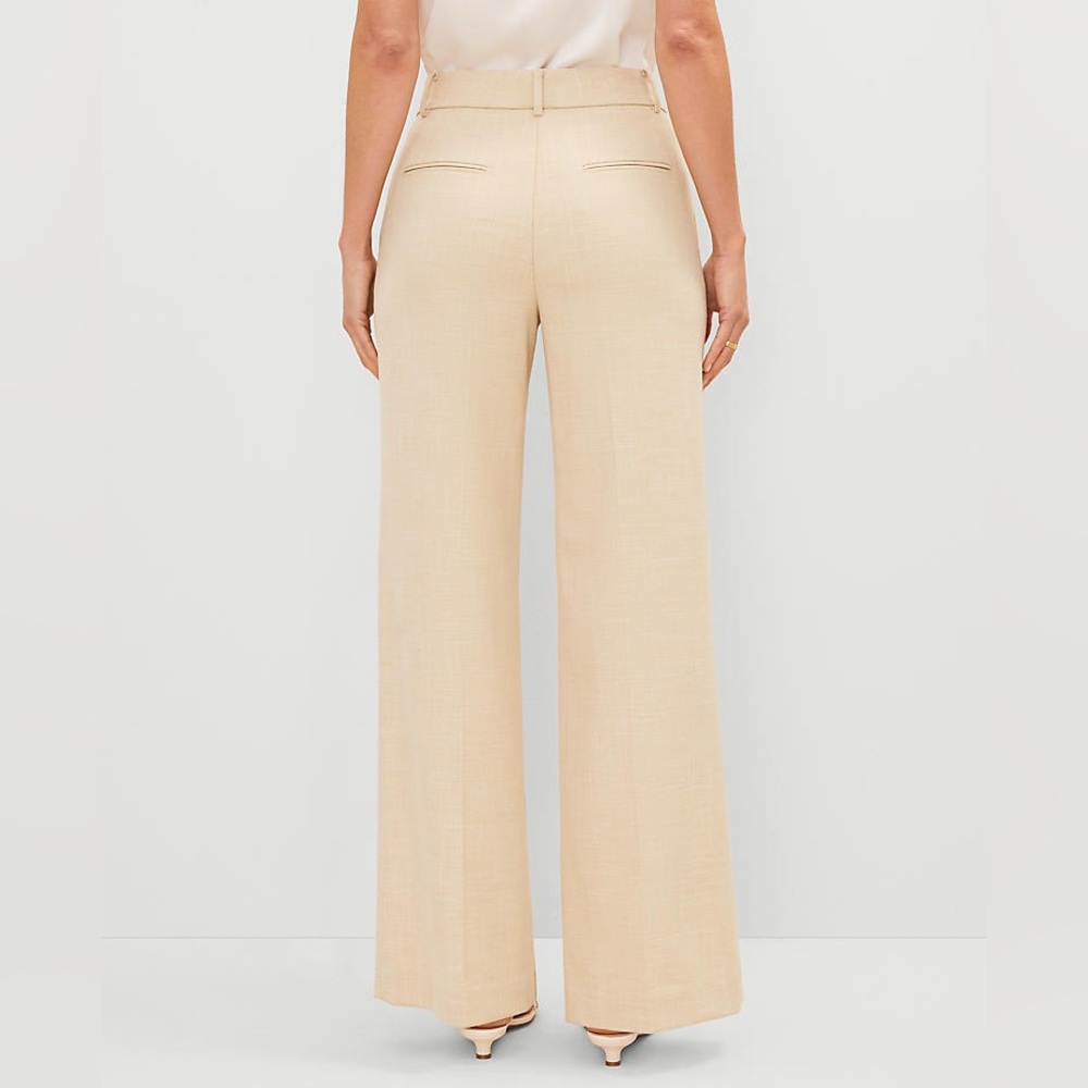 Ann Taylor Cream Wide-Leg Pants